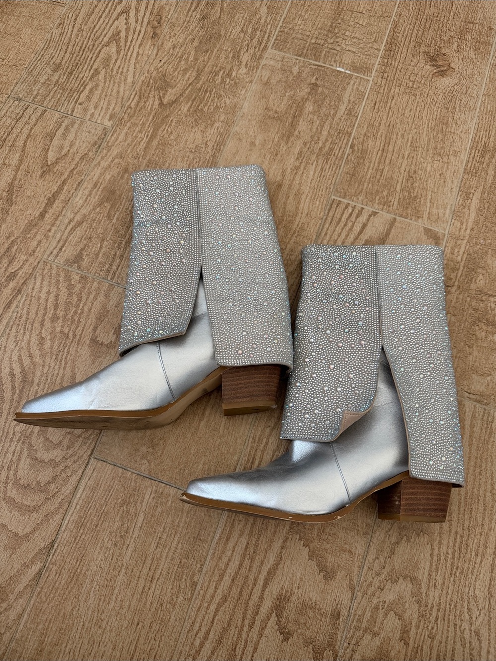 Silver Women's Crystal-Embellished Boots